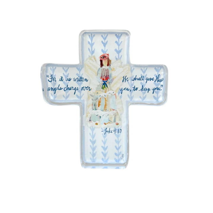 Angels to Watch Over Us Acrylic Cross Home Decor Lauren Dunn 