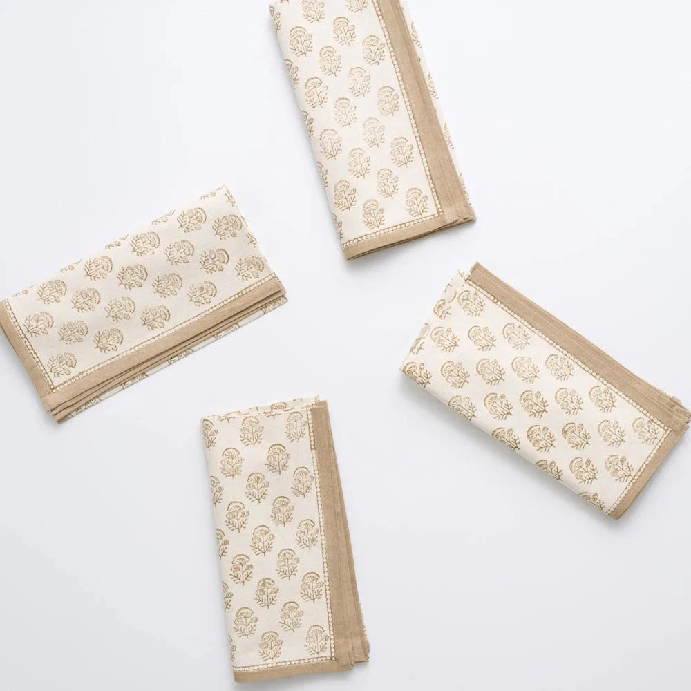 Anika Beige Napkins - Set of 4 Dinner Napkins Pomegranate 