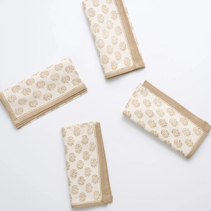 Anika Beige Napkins - Set of 4 Dinner Napkins Pomegranate 