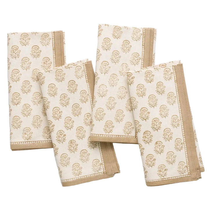 Anika Beige Napkins - Set of 4 Dinner Napkins Pomegranate 