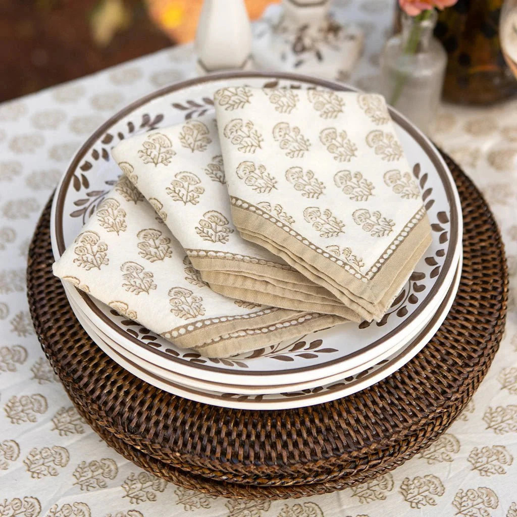 Anika Beige Napkins - Set of 4 Dinner Napkins Pomegranate 