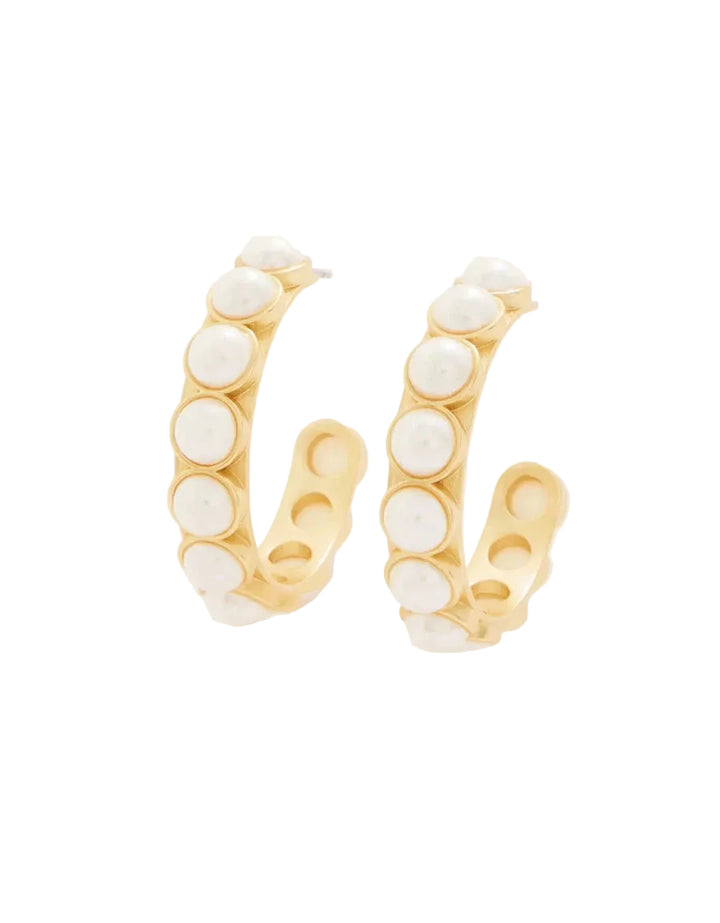 Anna Hoop Earrings - Pearl Womens Earrings Spartina 
