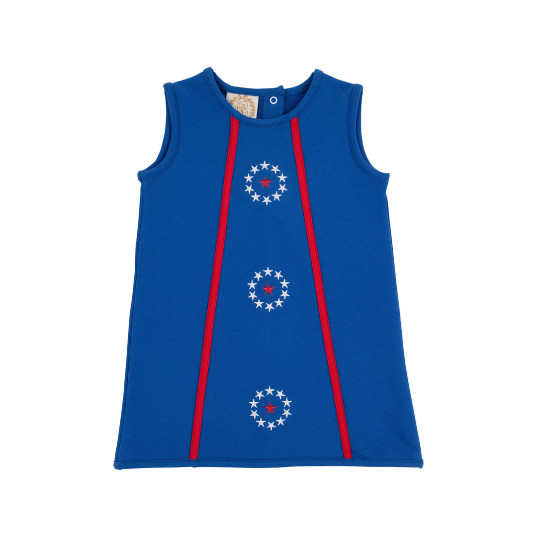 Annie Apron Dress - Royal, Red and Stars Girl Dress Beaufort Bonnet 