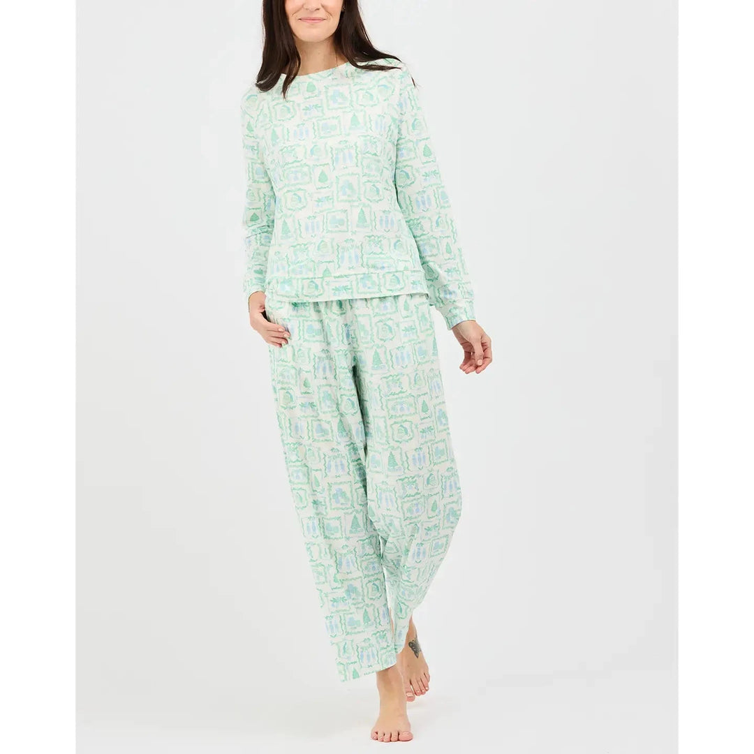 Annie Full Pajama Set - Yueltide Vignettes Blue Womens Pajamas Mary Square 