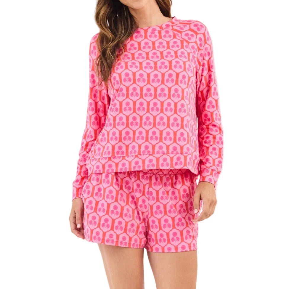 Annie Short Set - Rosette Charm Pink Womens Pajamas Mary Square 