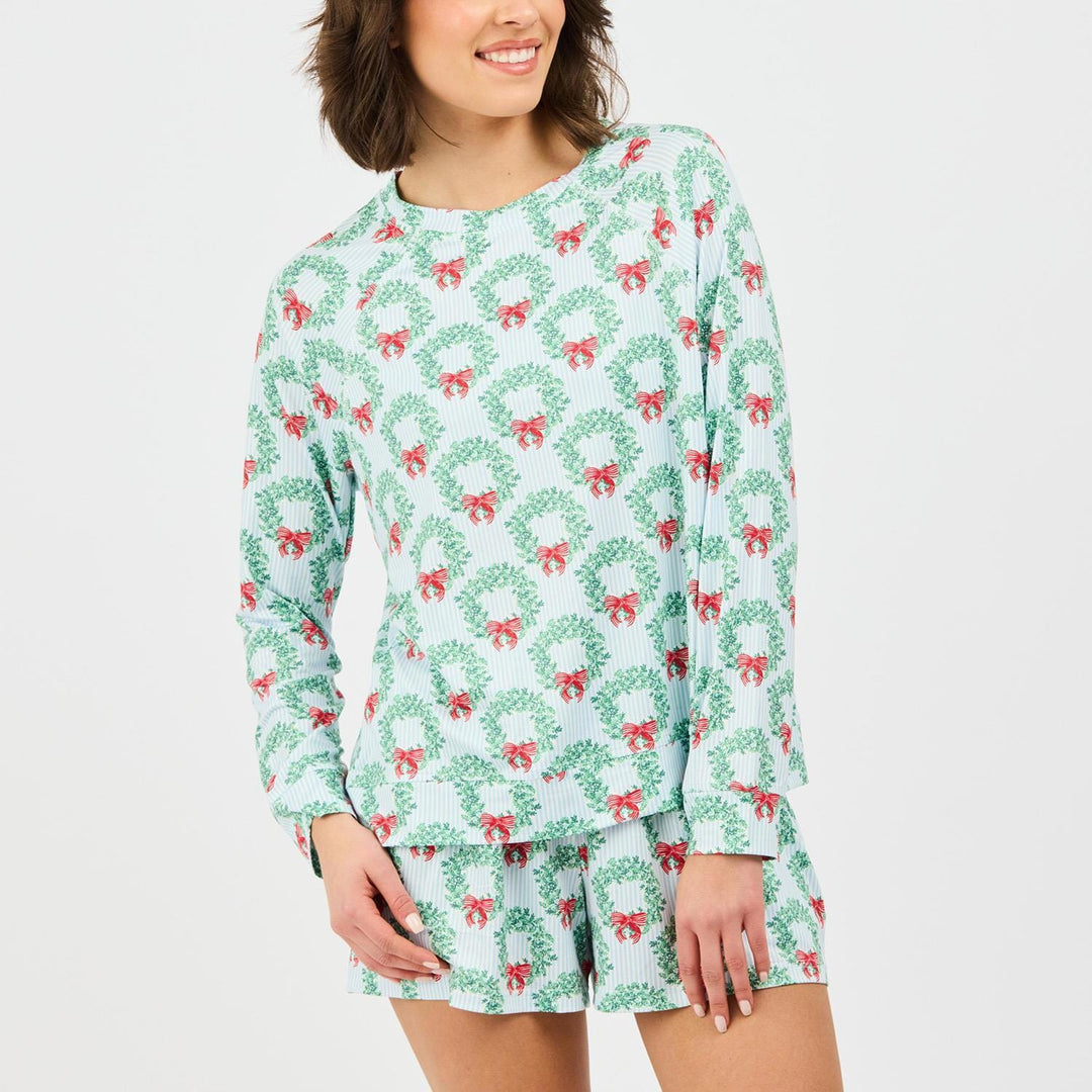 Annie Short Set - Wreath & Ribbon Womens Pajamas Mary Square 