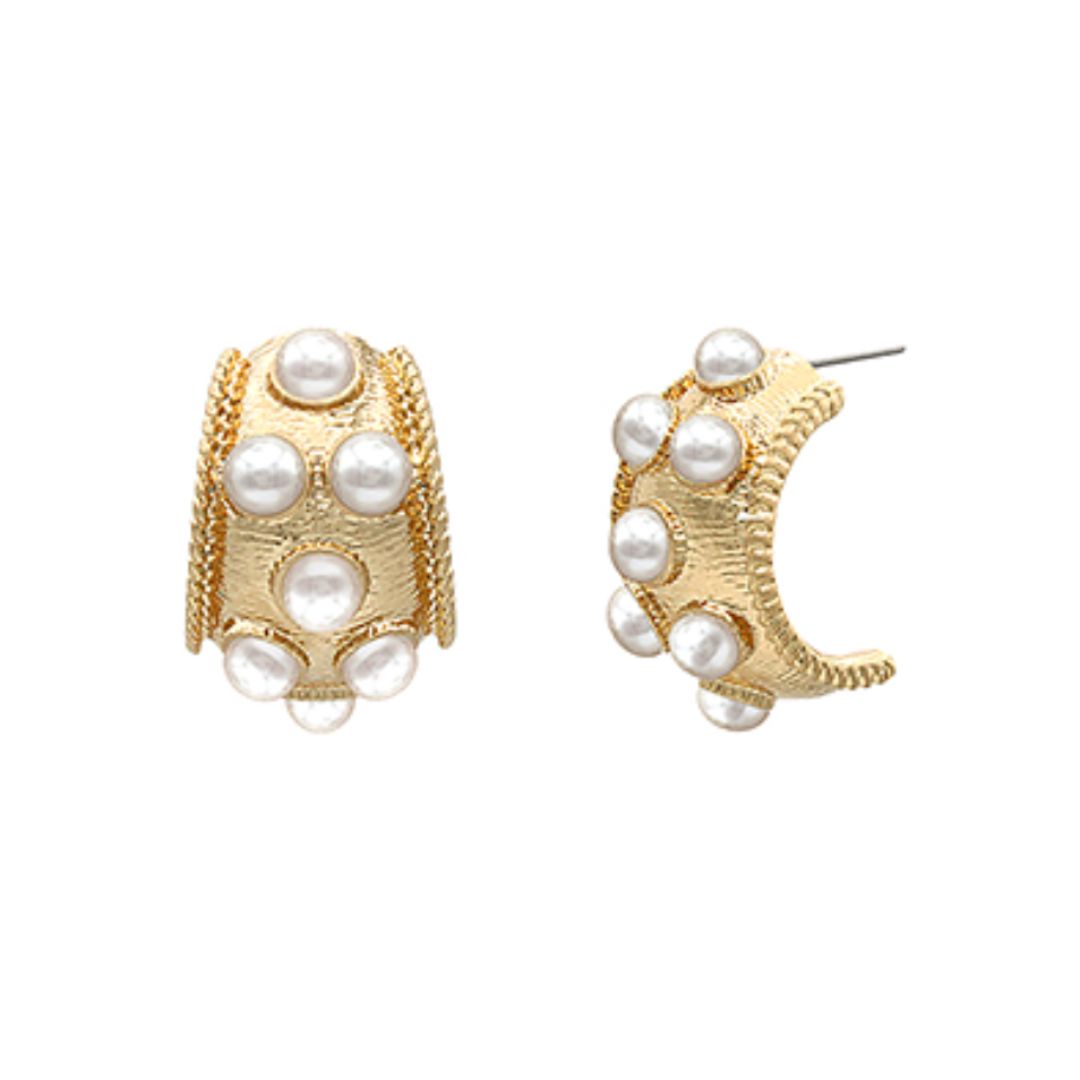 Antique Cat's Eye Stone Bold Hoops Womens Earrings Golden Stella 