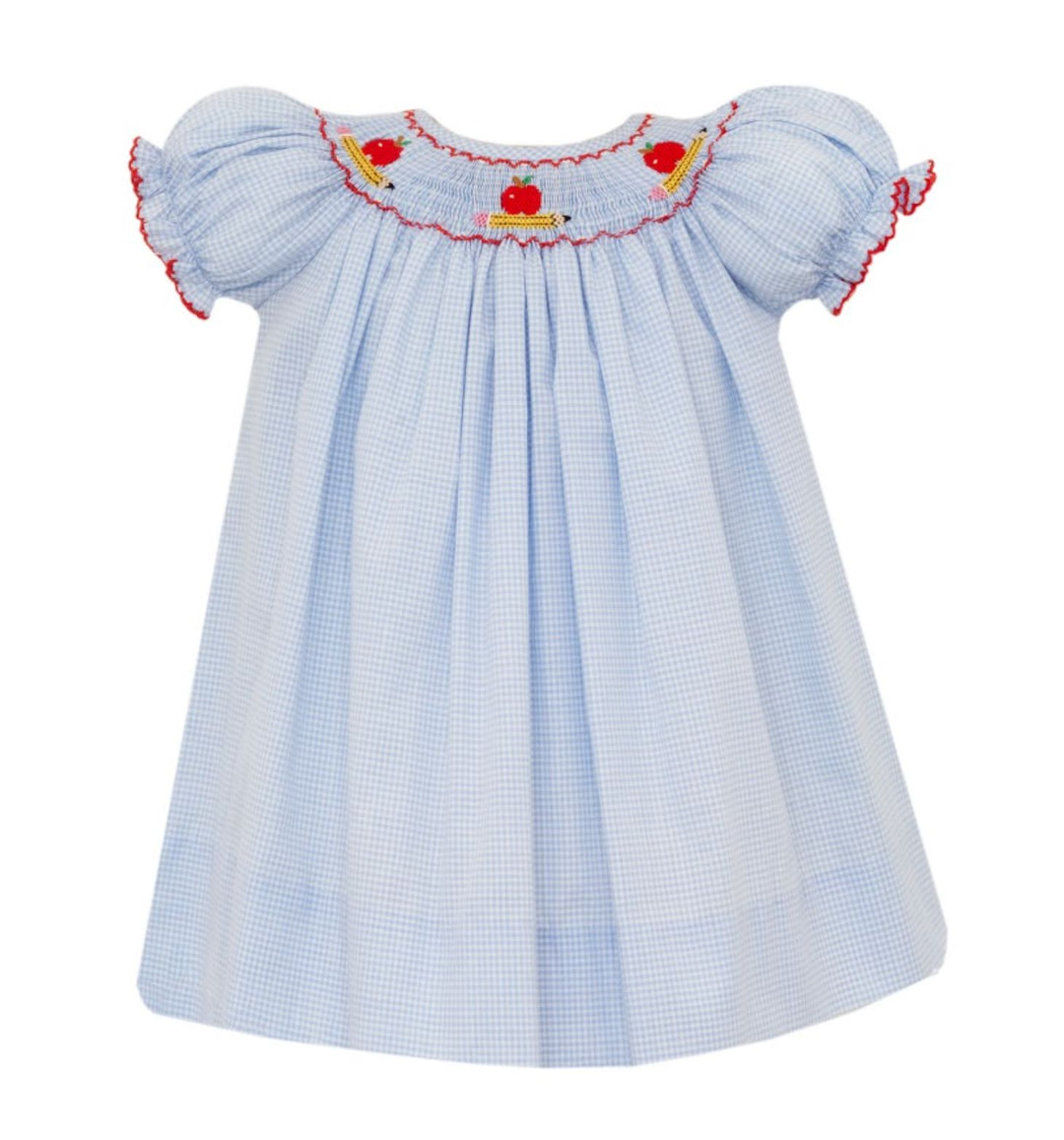 Apples and Pencils Smocked Bishop Dress Girl Dress Petit Bebe 