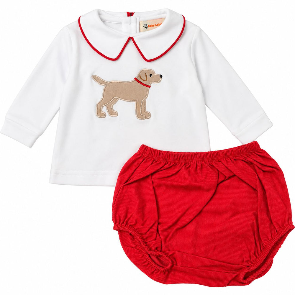 Applique Long Sleeve Diaper Set - Lab Boy Diaper Set Luigi 