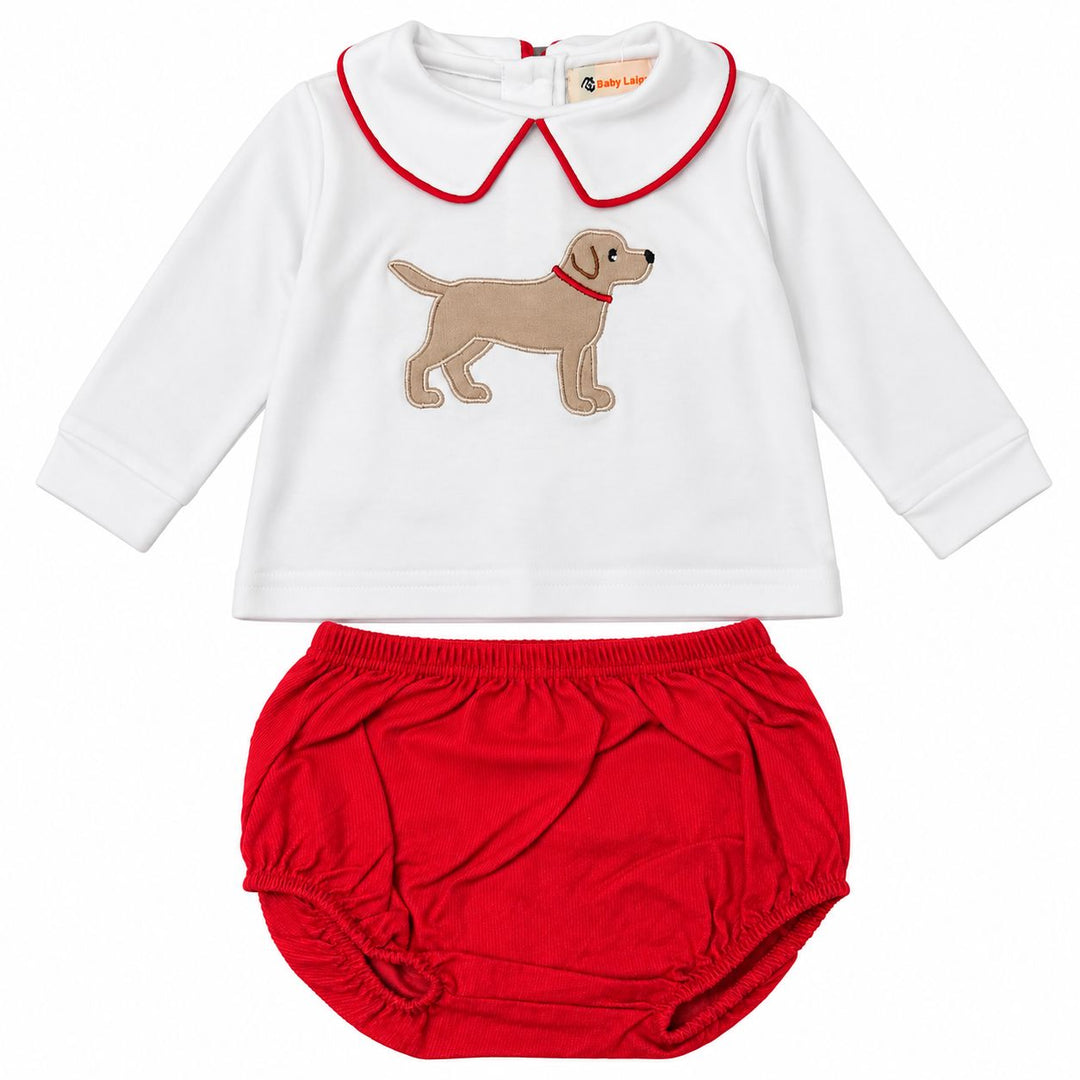 Applique Long Sleeve Diaper Set - Lab Boy Diaper Set Luigi 