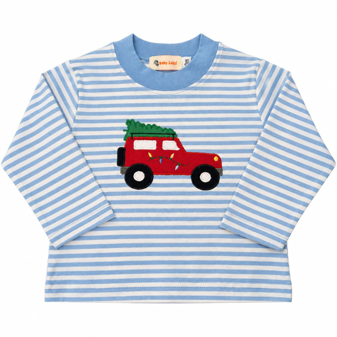 Applique Shirt - Jeep With Christmas Tree Boy Shirt Luigi 