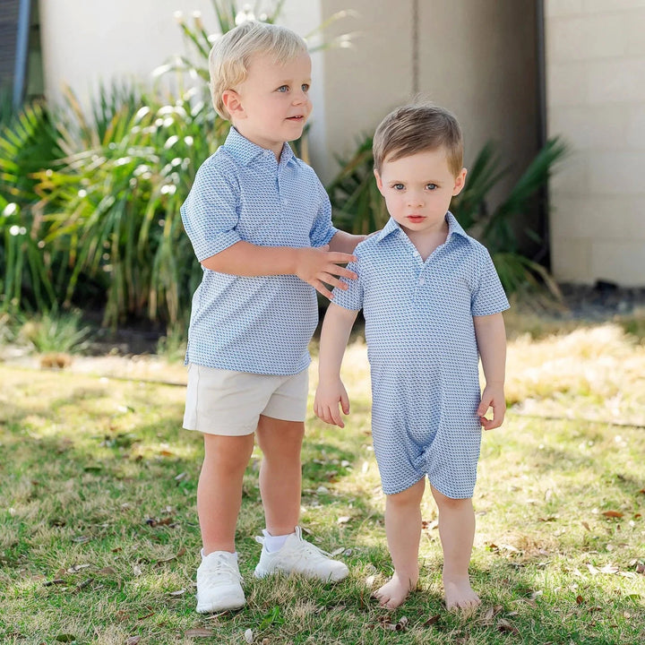 Austin Performance Shortall - Fetch Classic Blue Boy Romper Lila & Hayes 