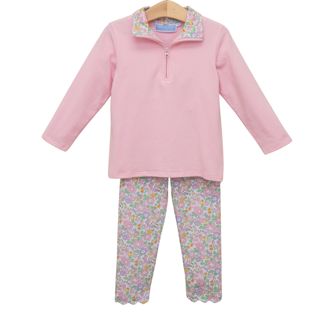 Autumn Blooms Quarter Zip Legging Set Girl Pant Set Trotter Street Kids 