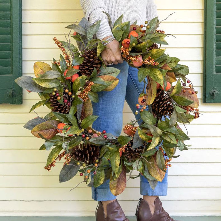 Autumn Persimmon Wreath Wreaths & Garlands Park Hill Collection 