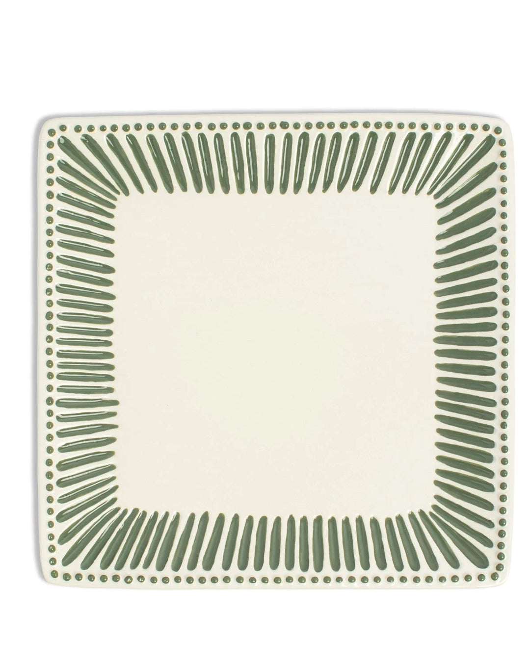 Ava Square Platter White/Green Serving Plate The Royal Standard 