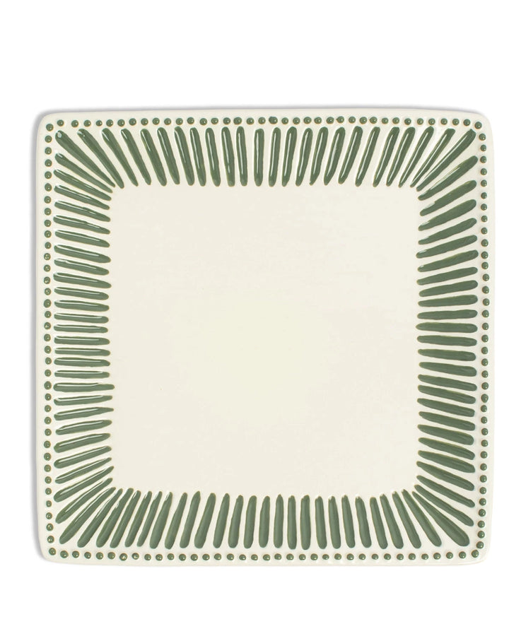 Ava Square Platter White/Green Serving Plate The Royal Standard 