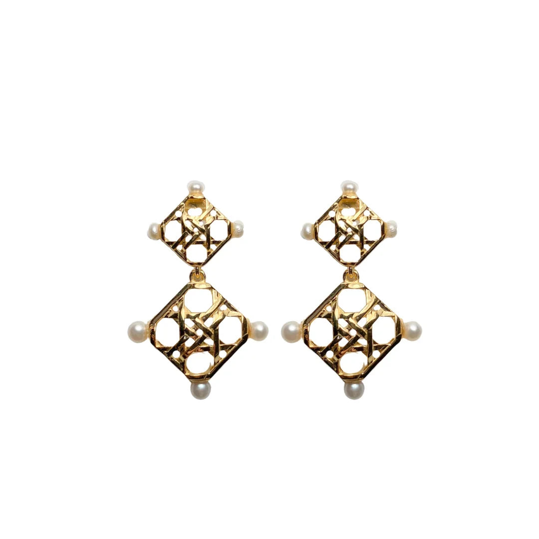 Avignon Double Wicker Gold Earrings Womens Earrings M Donohue 