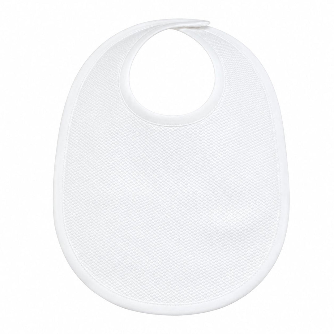 Baby Bib- Cotton Pique/White- Plain Trim Bib The Royalty Collection 