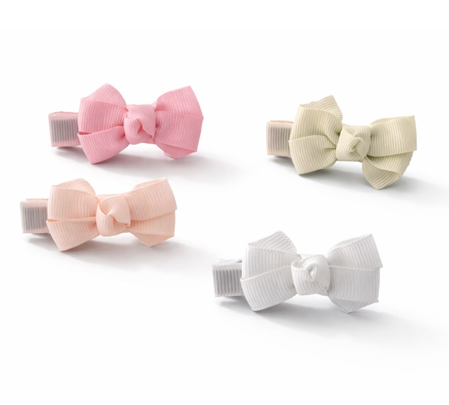 Baby Bows Fabric - Pink and White Girl Hair Accessory Lilies and Roses 