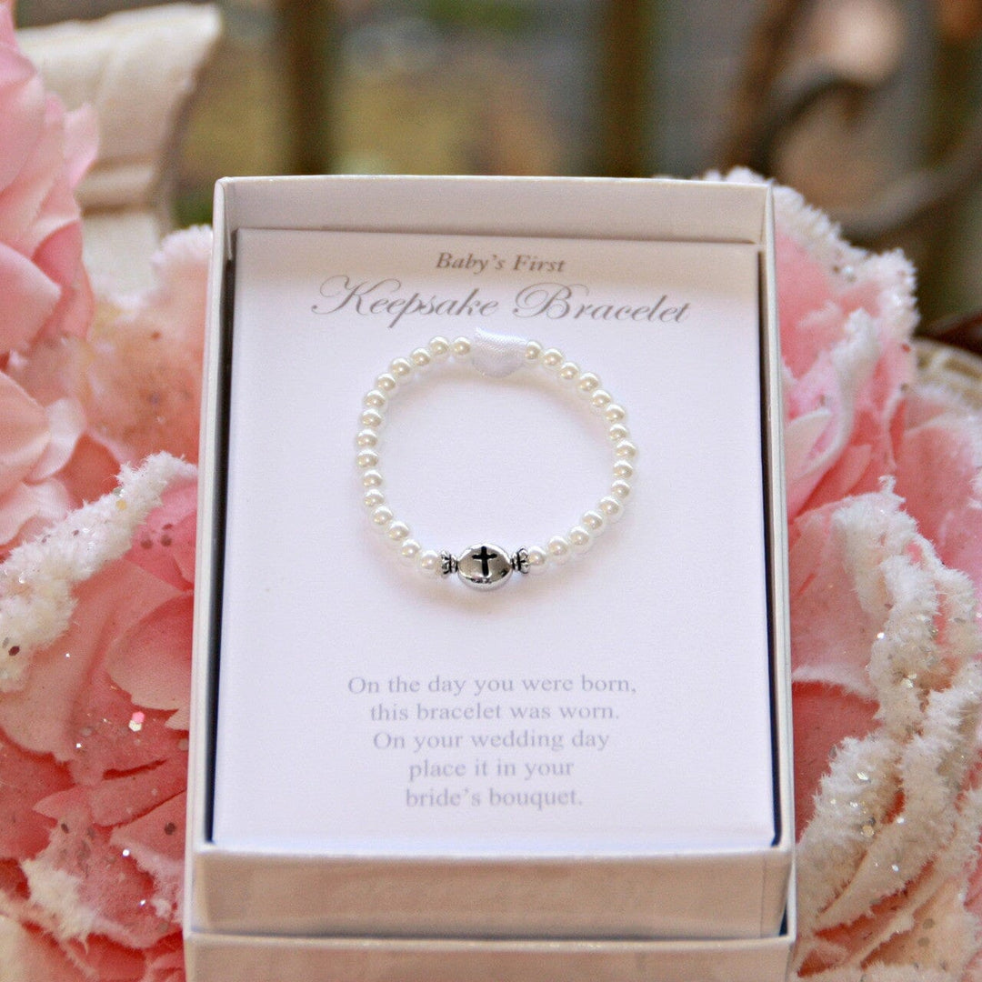 Baby Bracelet - Pearl with Cross Girl Bracelet Collectables America 