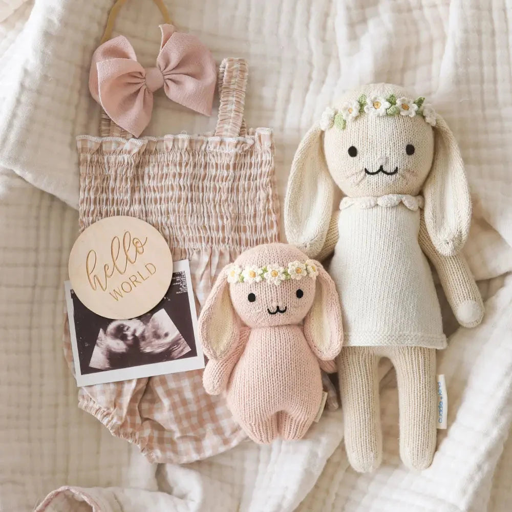 Baby Bunny - Rose with Ivory Floral Crown Plush Toy Cuddle + Kind 