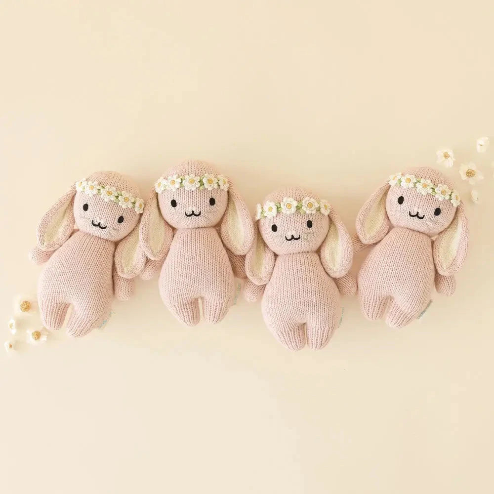 Baby Bunny - Rose with Ivory Floral Crown Plush Toy Cuddle + Kind 
