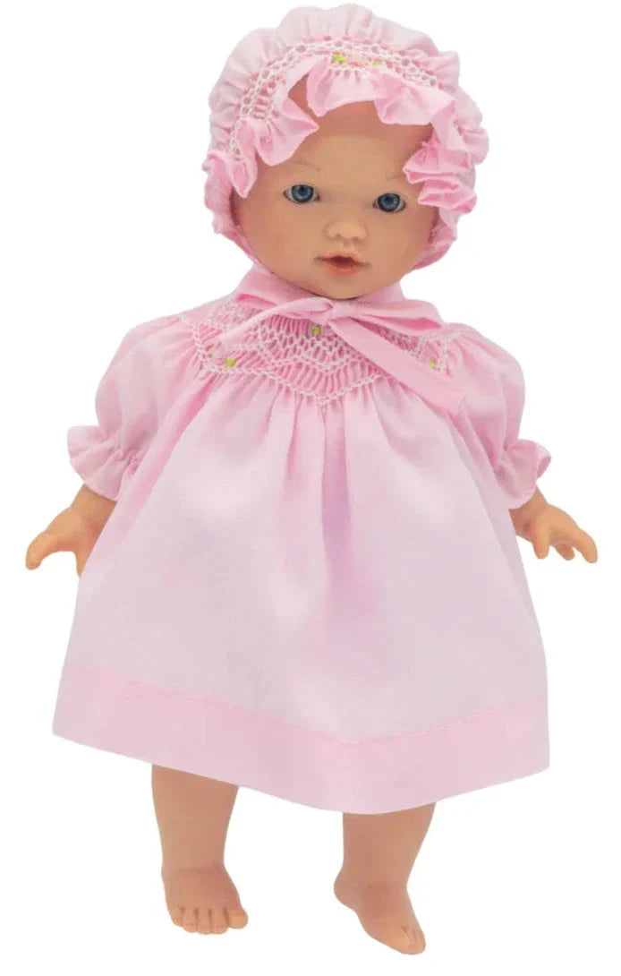 Baby Doll with Bonnet 10" - Pink Dress Doll Rosalina 