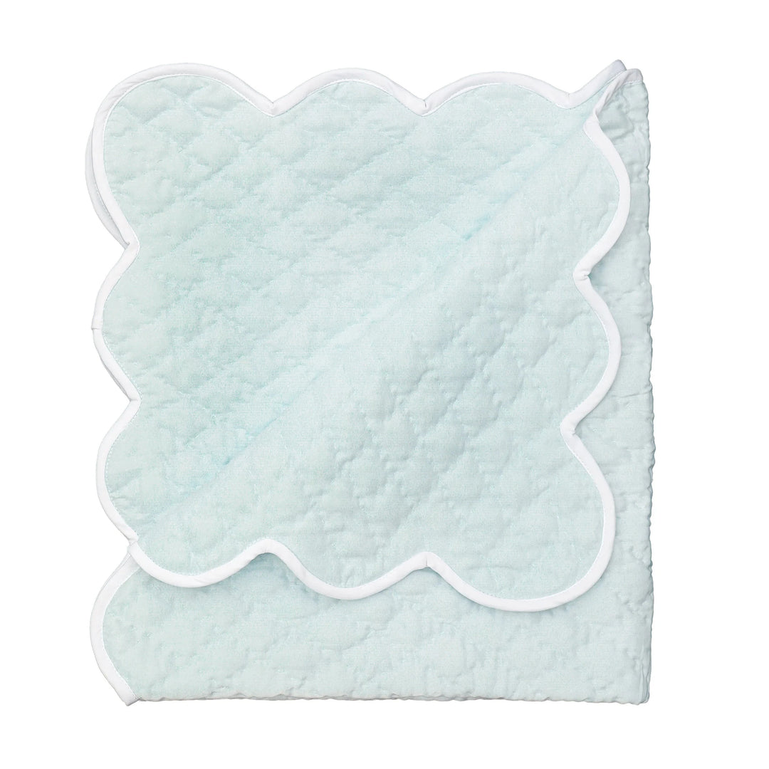 Baby Hand Quilted Satin Blanket - Blue Baby Blanket Lenora 
