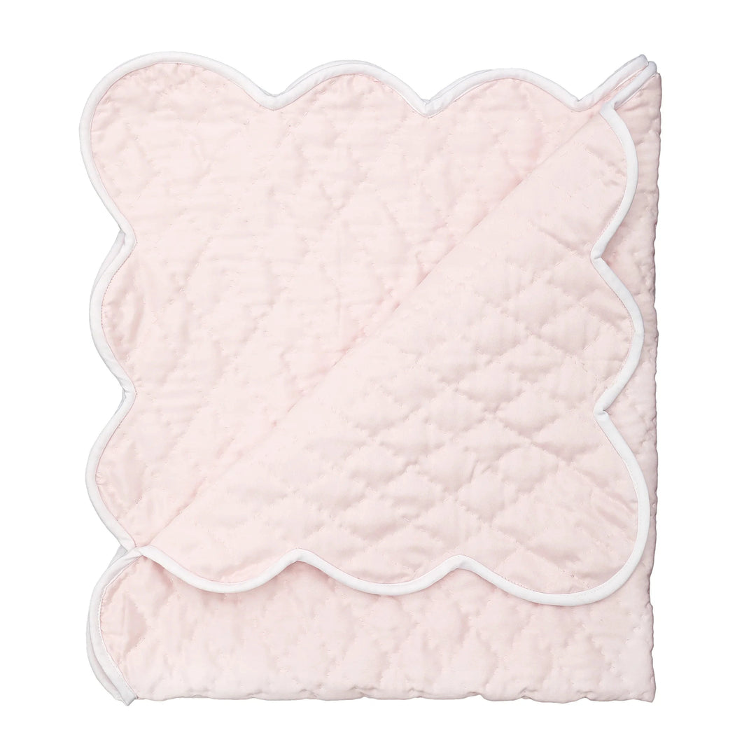 Baby Hand Quilted Satin Blanket - Pink Baby Blanket Lenora 