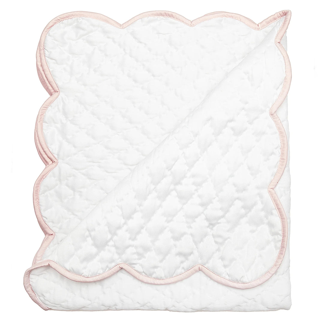 Baby Hand Quilted Satin Blanket - Pink Trim Baby Blanket Lenora 