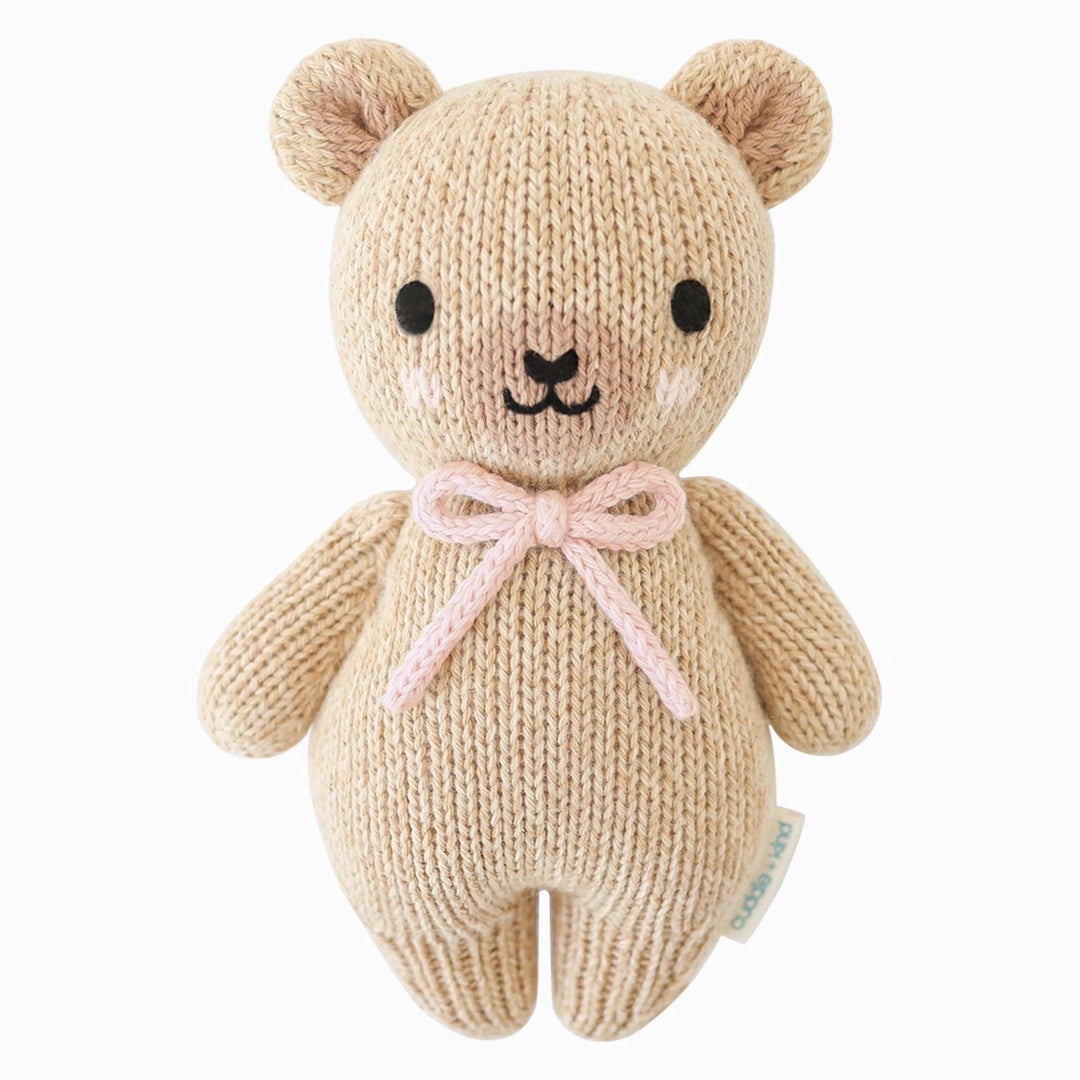 Baby Honey Bear - Blush Bow Plush Toy Cuddle + Kind 