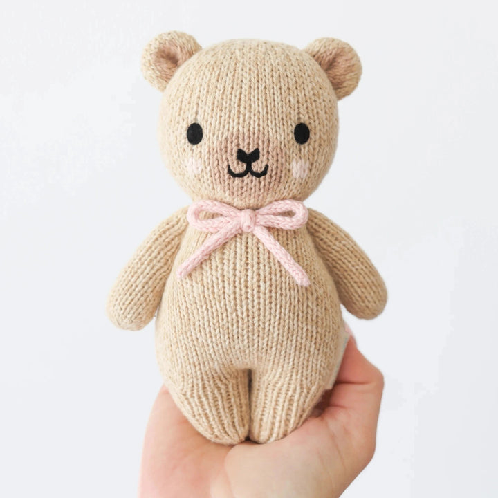 Baby Honey Bear - Blush Bow Plush Toy Cuddle + Kind 