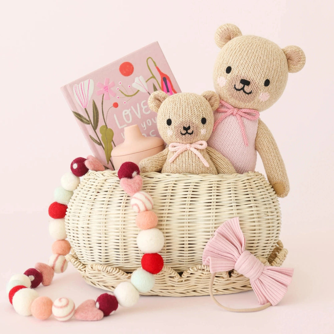 Baby Honey Bear - Blush Bow Plush Toy Cuddle + Kind 