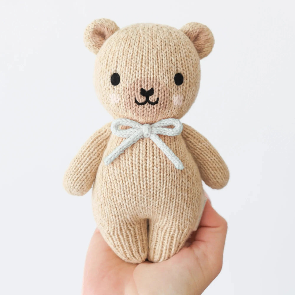Baby Honey Bear - Robin's Egg Bow Plush Toy Cuddle + Kind 