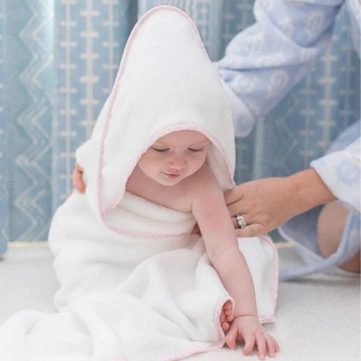 Baby Hooded Towel - Light Pink Gingham Hooded Bath Towels Weezie 