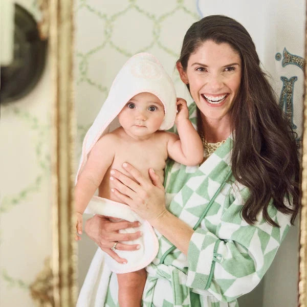 Baby Hooded Towel - Light Pink Gingham Hooded Bath Towels Weezie 