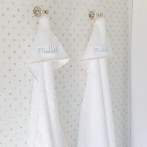 Baby Hooded Towel - Light Pink Gingham Hooded Bath Towels Weezie 