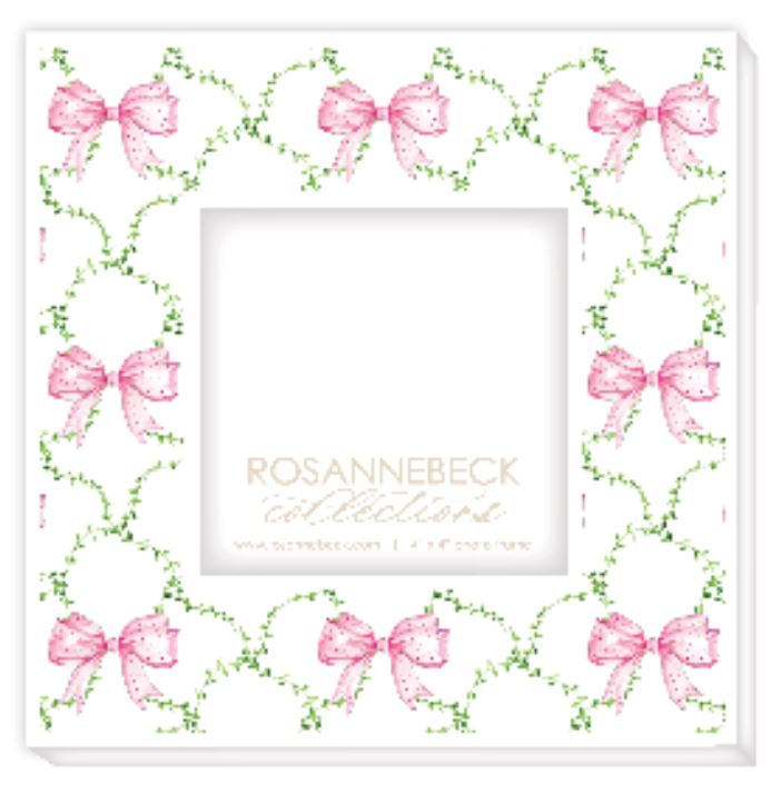 Baby Light Pink Bows In Trellis Frame Picture Frames Rosanne Beck 4x4 