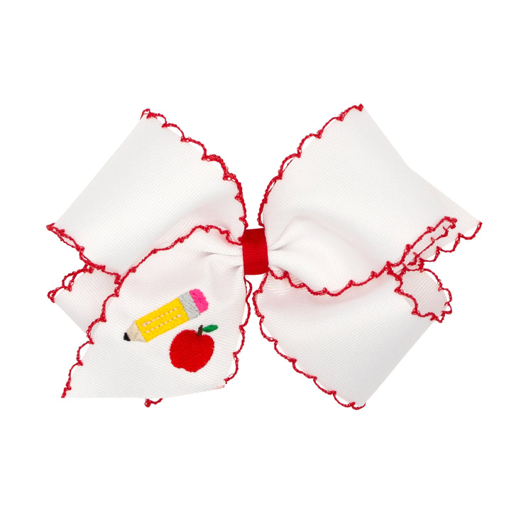 Back to School Bows - King Hair Bow WeeOnes Pencil and Apple 