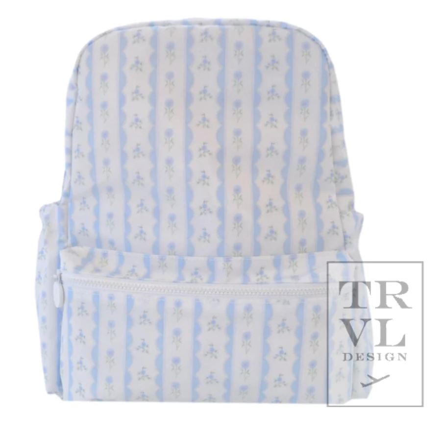 Backpacker Backpack Child Backpack TRVL Design Ribbon Floral Blue 