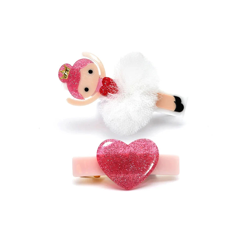 Ballerina Glitter Heart Tutu Clips Girl Hair Accessory Lilies and Roses 
