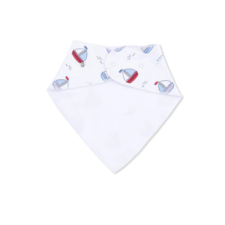 Bamboo Bandana Bib - Bubbly Sailboats Blue Bib Angel Dear 