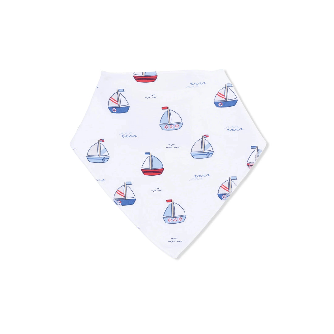 Bamboo Bandana Bib - Bubbly Sailboats Blue Bib Angel Dear 