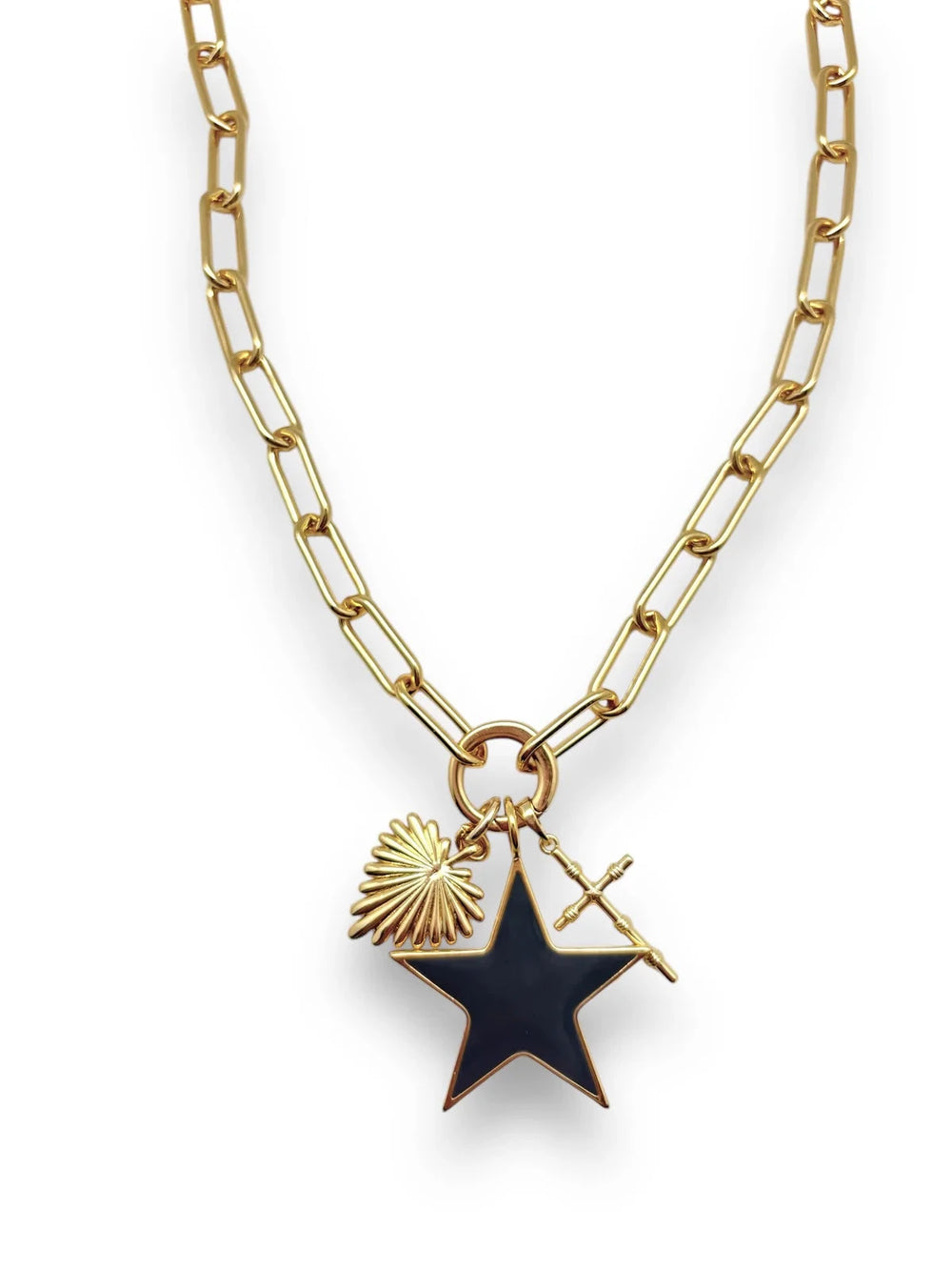 Bamboo Cross Charm Necklace Charm Shiver and Duke 
