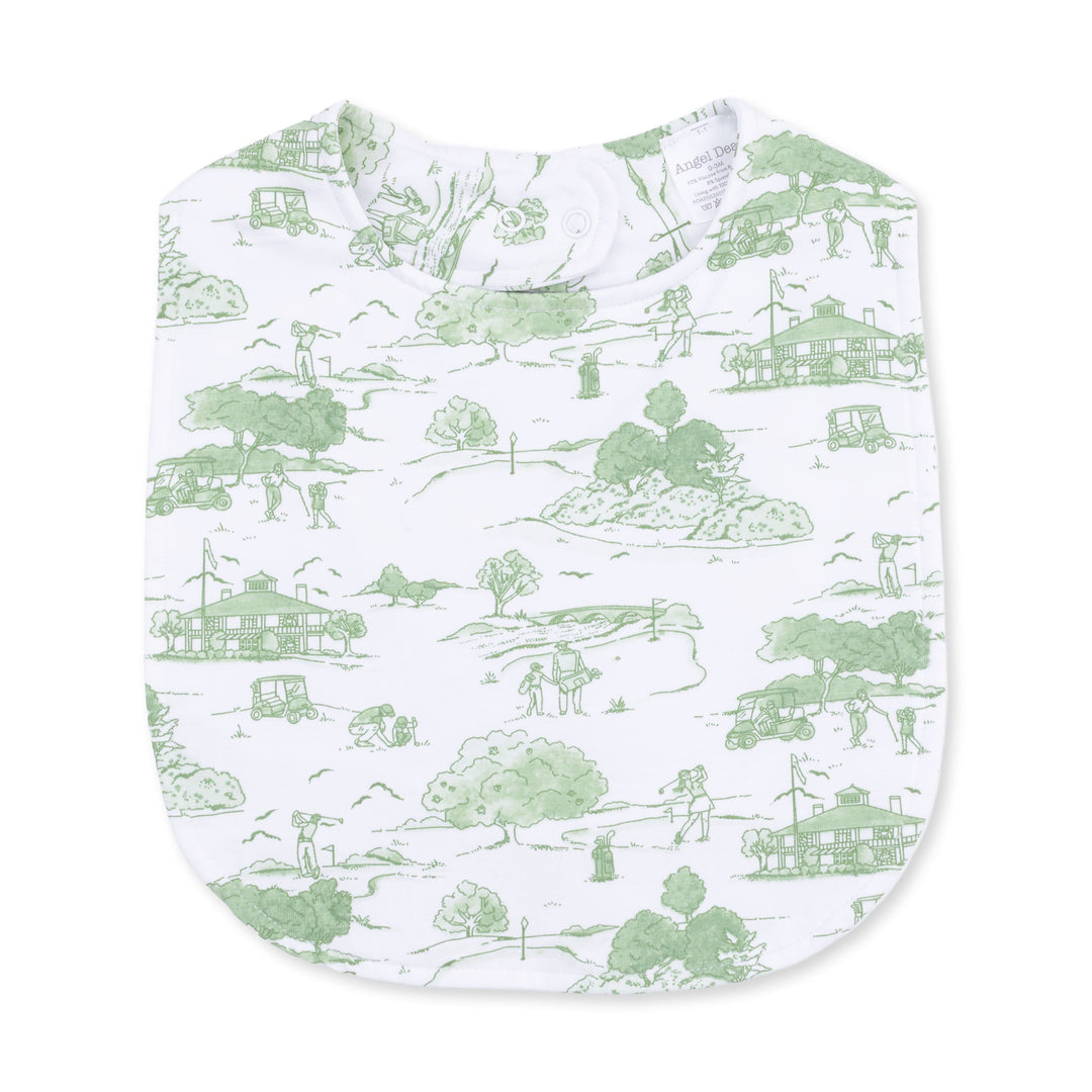 Bamboo Feeding Bib - Golf Toile Green Bib Angel Dear 