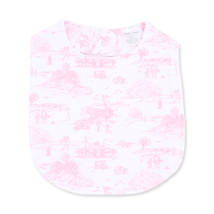 Bamboo Feeding Bib - Golf Toile Pink Bib Angel Dear 
