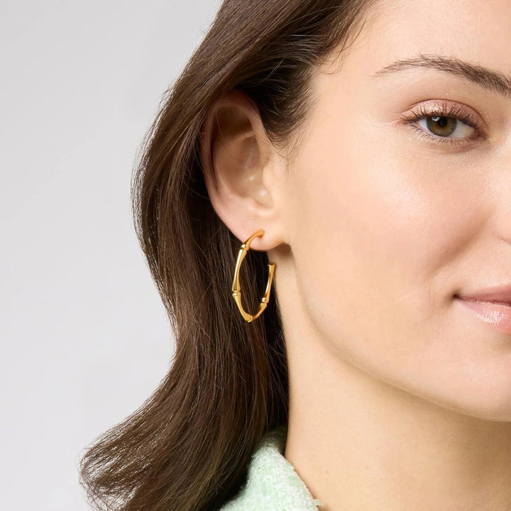Bamboo Hoop Earrings - Gold Womens Earrings Julie Vos 