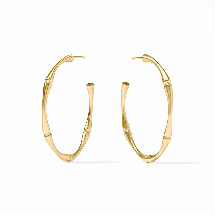 Bamboo Hoop Earrings - Gold Womens Earrings Julie Vos Large 