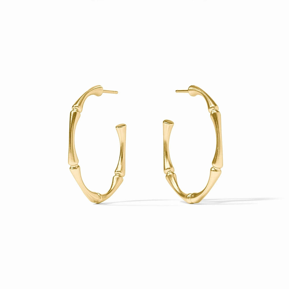 Bamboo Hoop Earrings - Gold Womens Earrings Julie Vos Medium 