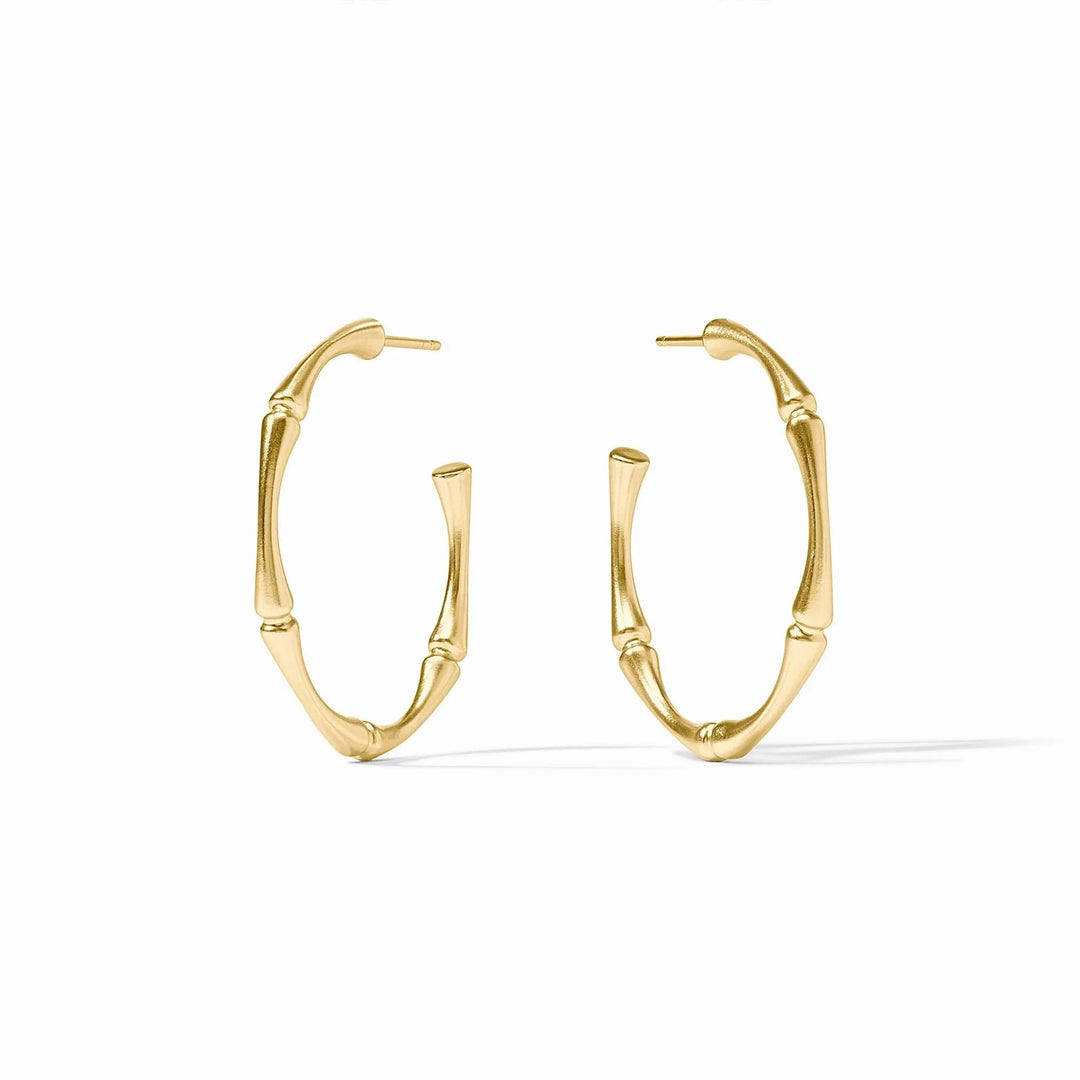 Bamboo Hoop Earrings - Gold Womens Earrings Julie Vos Medium 